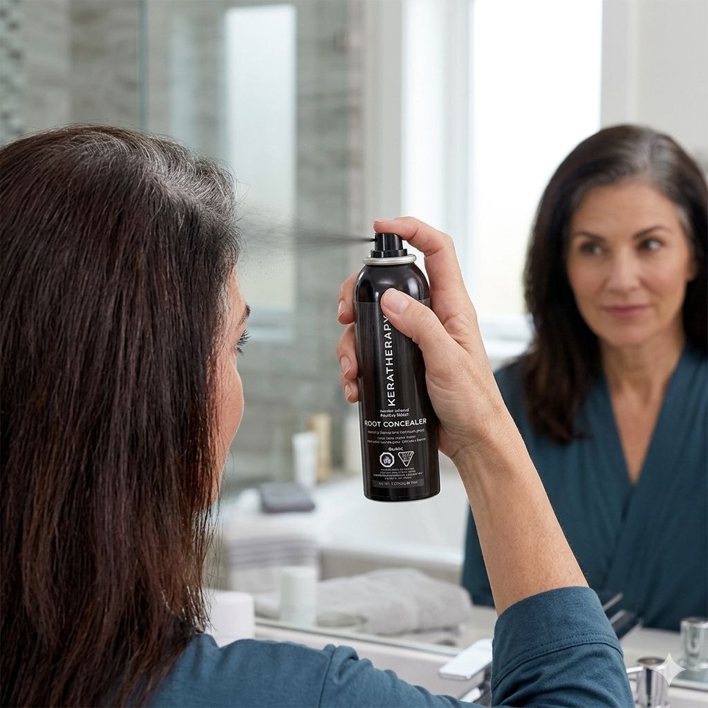 SPRAY CORRECTOR DE COLOR PARA RAICES Y CANAS COLOR NEGROS KERATHERAPY 118ML
