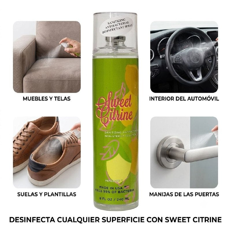 SPRAY DESINFECTANTE ANTIBACTERIAL AROMA SWEET CITRINE PENELOPE 240ML