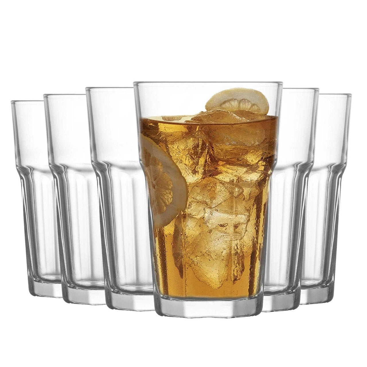 SET DE VASOS MEDIANOS DE VIDRIO ELEGANTES Y MODERNOS 6PCS LAV 303ML