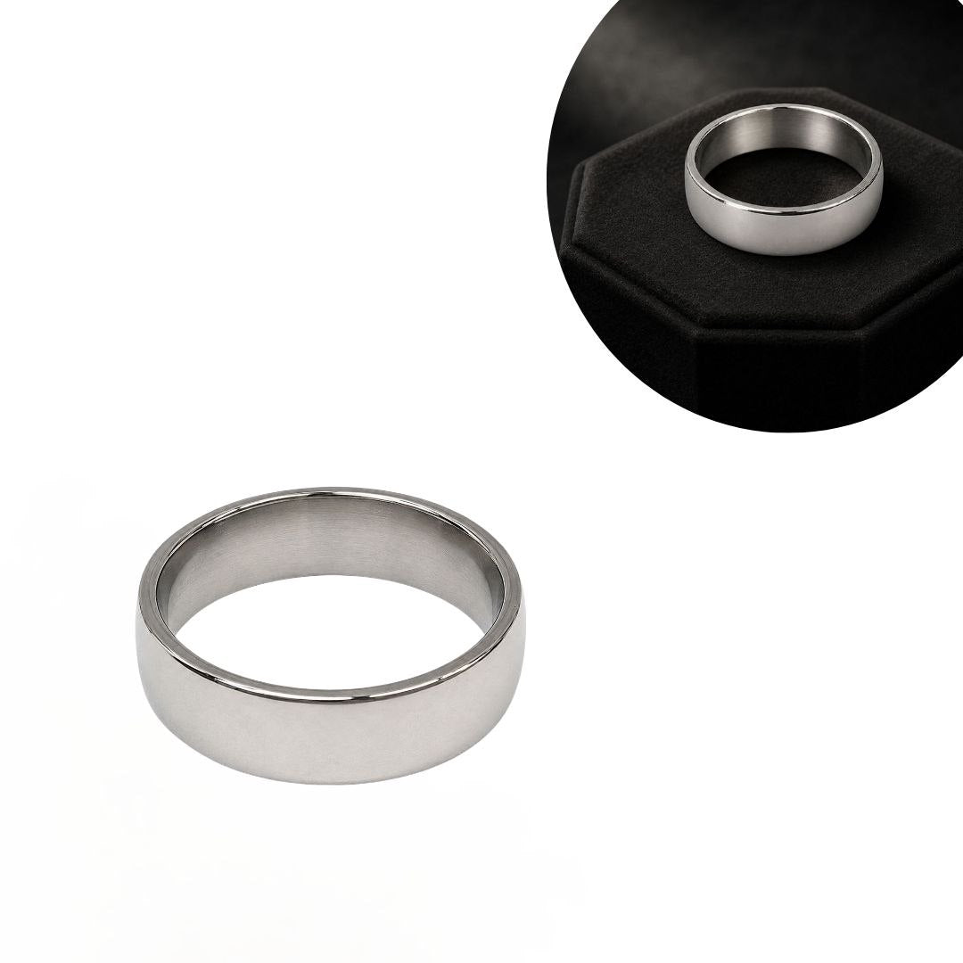 ANILLO DE ENCHAPE PARA CABALLERO CON DISEÑO LISO Y ACABADO PLATEADO