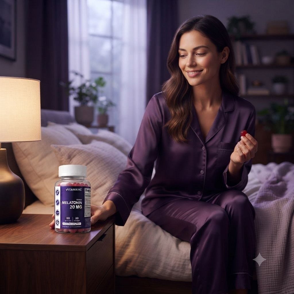 SUPLEMENTO PARA EL SUEÑO EXTRA POTENTE SABOR NATURAL A FRESA VITAMATIC VEGAN MELATONIN GUMMIES 60 GOMITAS
