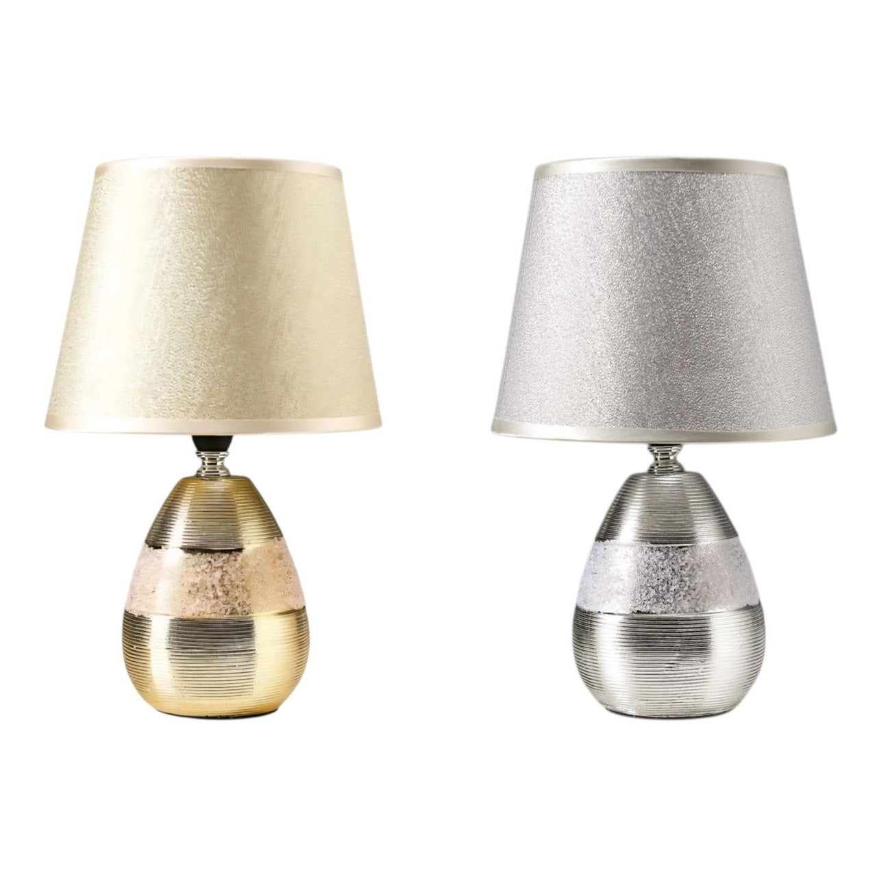 LAMPARA DECORATIVA DE MESA ELECTRICA CON PANTALLA DE TELA