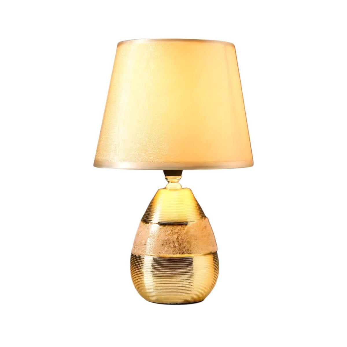 LAMPARA DECORATIVA DE MESA ELECTRICA CON PANTALLA DE TELA