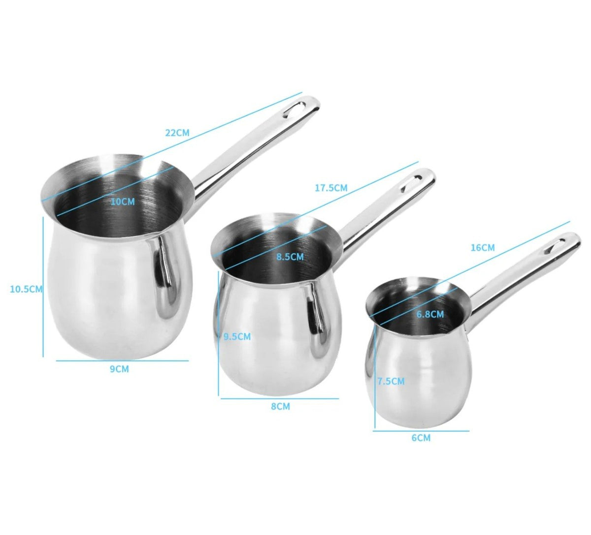 JUEGO DE JARRAS PARA LECHE DE ACERO INOXIDABLE 3PCS