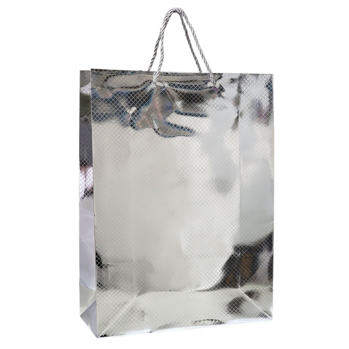 BOLSA DE REGALO EXTRA GRANDE CON ACABADO METALICO 30X42X12CM