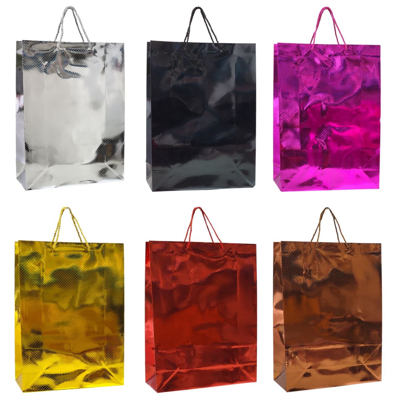 BOLSA DE REGALO EXTRA GRANDE CON ACABADO METALICO 30X42X12CM