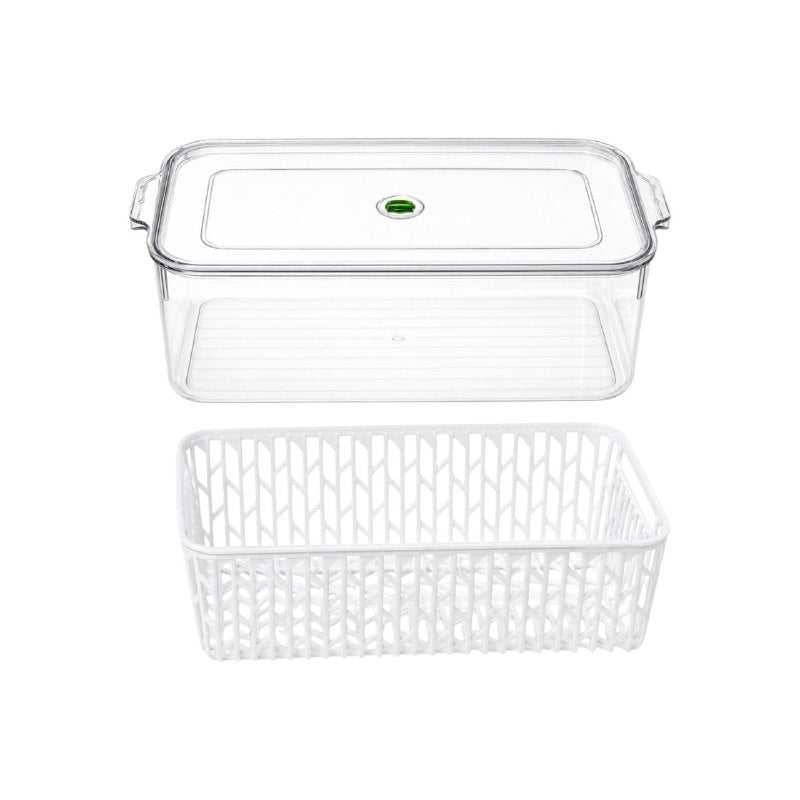 CONTENEDOR ORGANIZADOR ACRILICO DE ALIMENTOS DRAIN CRISPER 3200ML 10X16X31CM