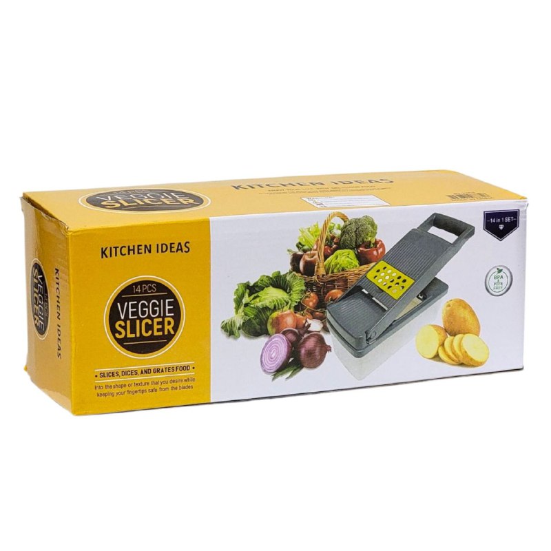 MAQUINA CHISMOLERA, CORTADORA DE VERDURAS 14 EN 1 MULTIFUNCIONAL KITCHEN IDEAS VEGGIE SLICER 11X11X32CM