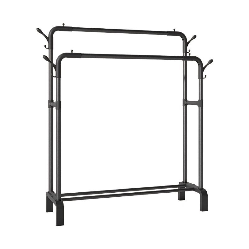 PERCHERO DOBLE CON ZAPATERA METALICO COLOR NEGRO HASTA 35KG 110X57X150CM