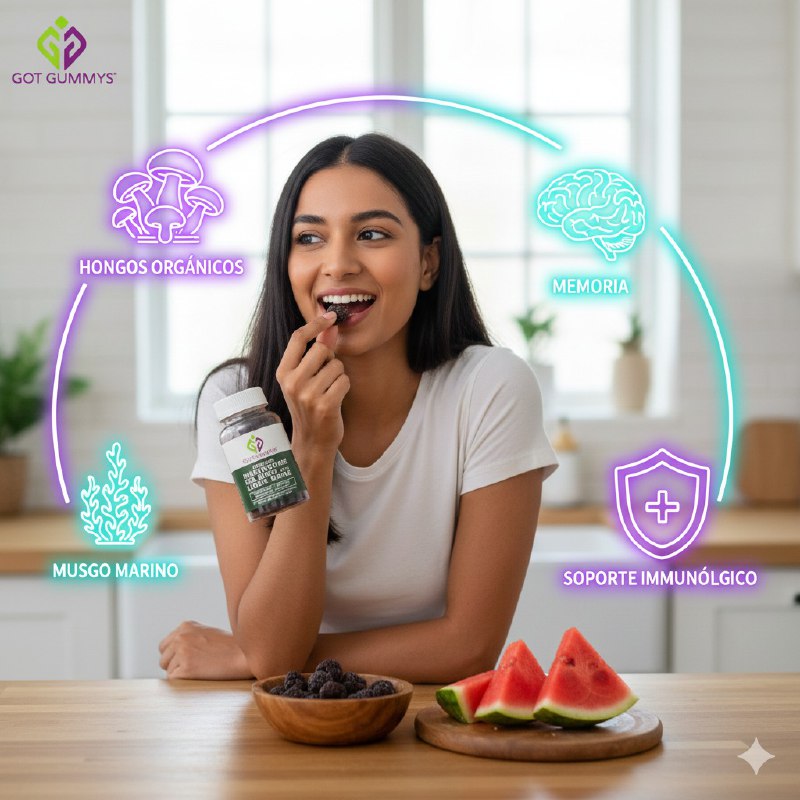VITAMINAS EN GOMITAS DE HONGOS ORGANICOS PARA EL CEREBRO SOPORTE COGNITIVO GOT 60UND