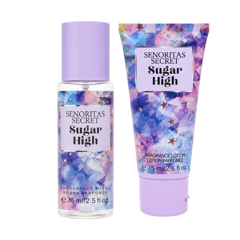 SET MINI SENORITAS SECRET SUGAR HIGH SPLASH 75ML CREMA CORPORAL 75ML (M) (AROMA SIMILAR VS SUGAR HIGH)