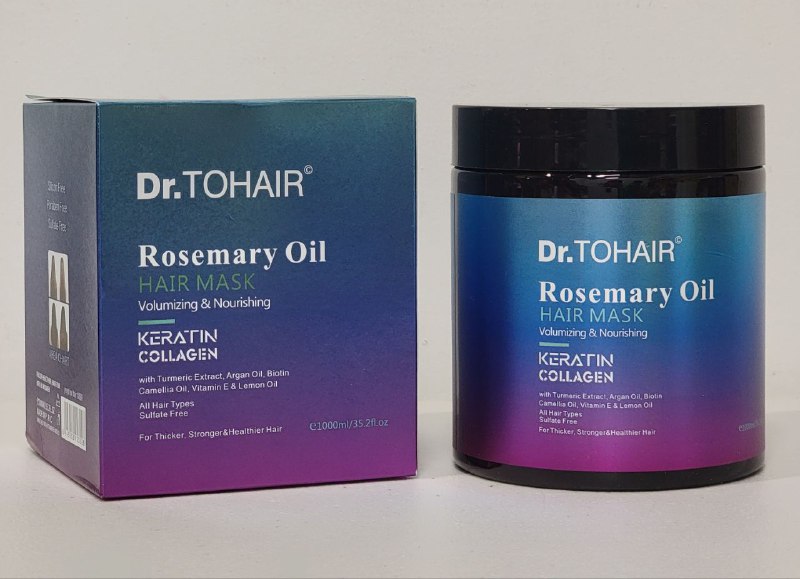 MASCARILLA PARA EL CABELLO CON ACEITE DE ROMERO VOLUMIZADOR COLAGENO DE QUERATINA Y CURCUMA DR TOHAIR 1000ML