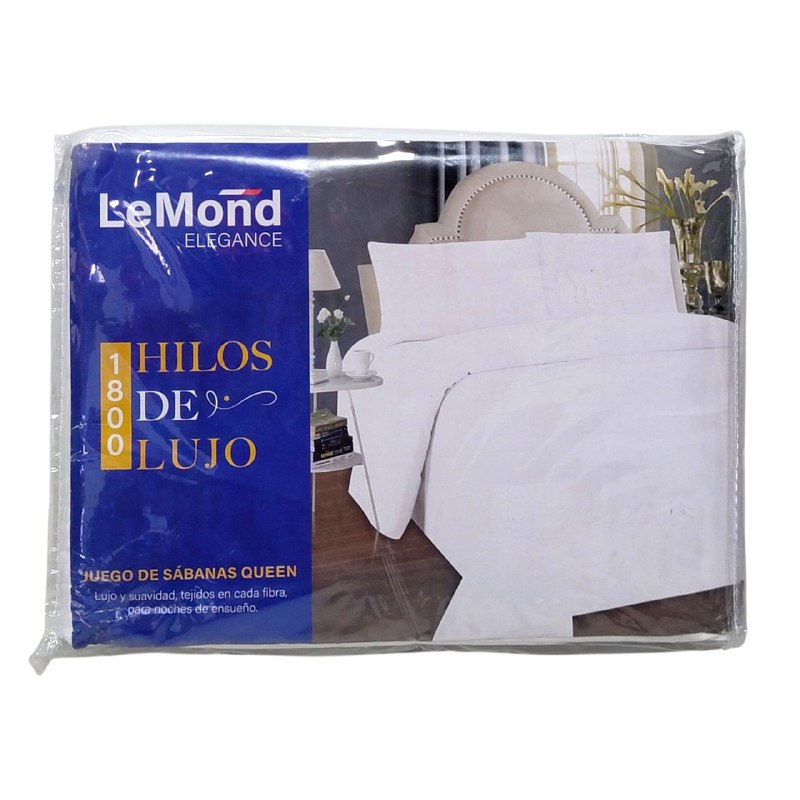 JUEGO DE SABANA CAMERA COMPLETO DE 4 PIEZAS QUEEN LEMOND ELEGANCE