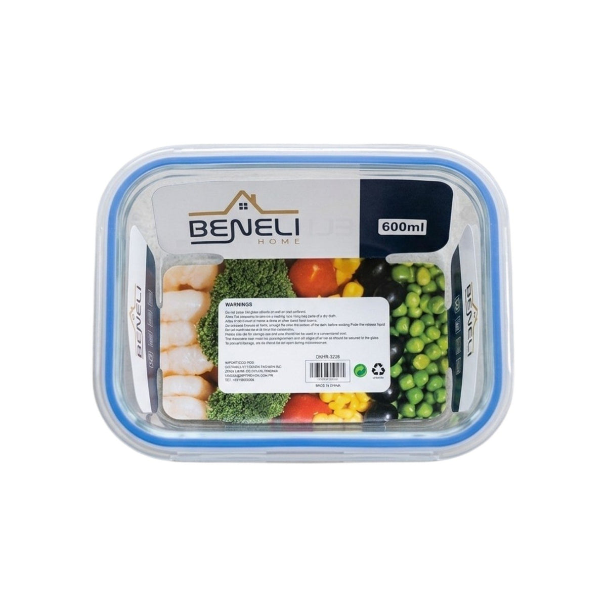 RECIPIENTE DE VIDRIO PARA ALMACENAR Y TRANSPORTAR COMIDAS DE FORMA PRÁCTICA Y SEGURA BENELI HOME 600ML