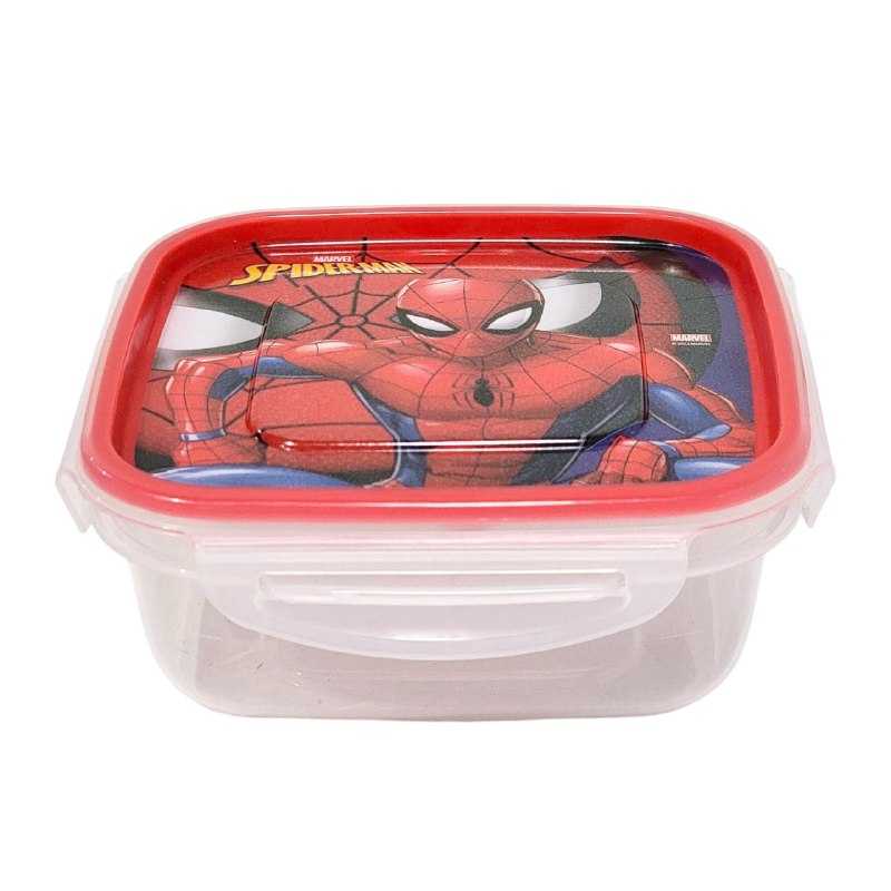 RECIPIENTE PANA PARA ALIMENTOS PARA NIÑOS CON DISEÑO DE SPIDERMAN 7X16X16CM