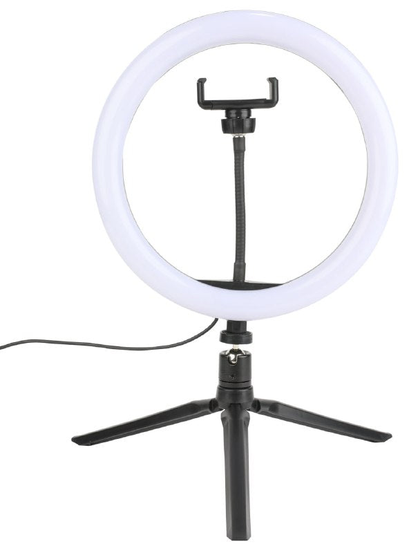 ARO DE LUZ LED DE 10 PULGADAS, TRIPODE DE ILUMINACION LED BRILLANTE Y UNIFORME CON SOPORTE DE TELEFONO VIVITAR
