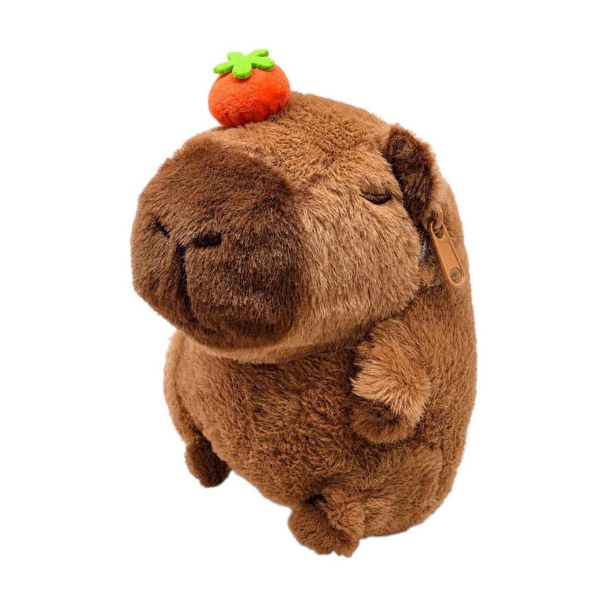 MOCHILA DE PELUCHE DE CAPIBARA PREMIUM BOLSO INFANTIL DE FELPA SUAVE CON FRUTA INTERACTIVA Y CORREAS AJUSTABLES 22x17 CM