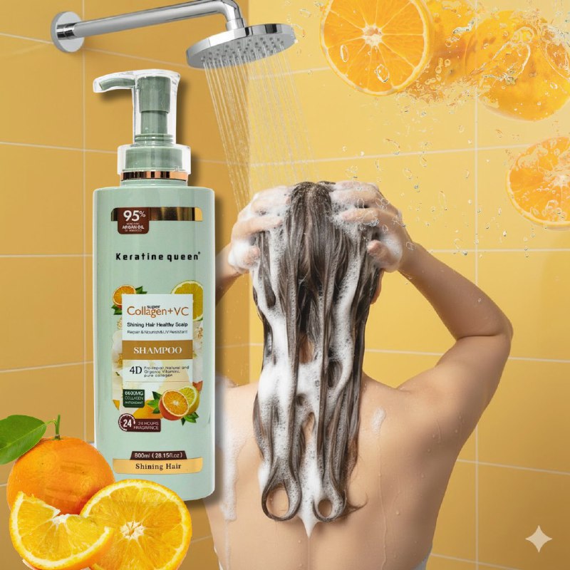 SHAMPOO FORTALECEDOR REEVITALIZANTE CON COLAGENO Y VITAMINA C KERATINE QUEEN 800ML