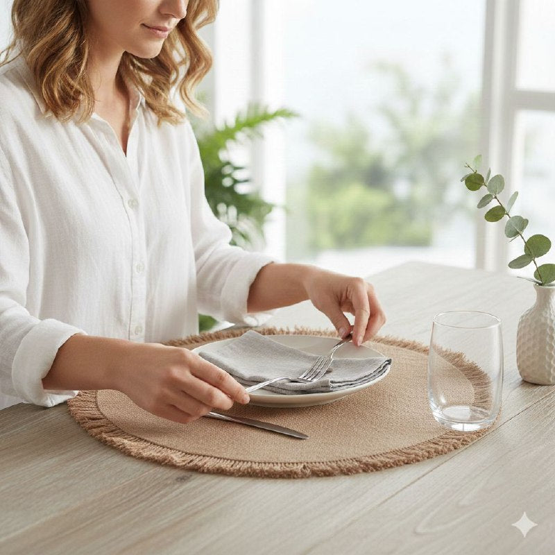 MANTEL DE COCINA PARA MESA COMEDOR CIRCULAR ANTIDEZLIZANTE 31X31CXM