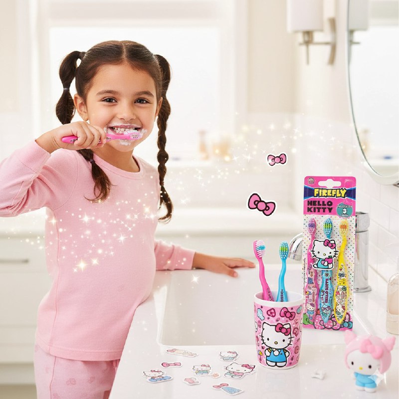 CEPILLO DE DIENTES EN SET DE 3UND PARA NIÑA HELLO KITTY FIREFLY