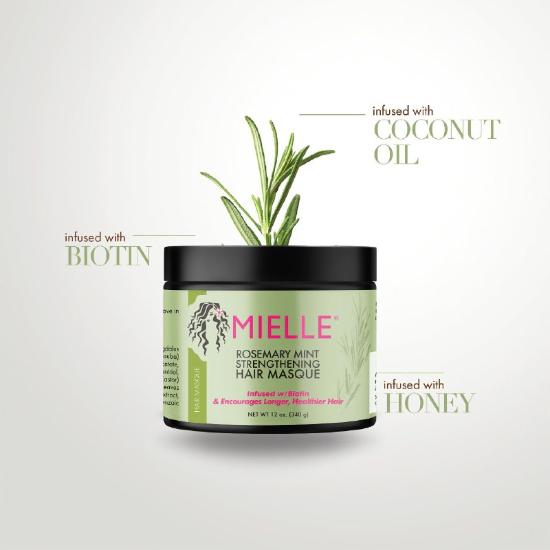 MASCARILLA PARA EL CABELLO FORTALECEDORA CON ROMERO Y MENTA CON BIOTINA MIELLE 340G