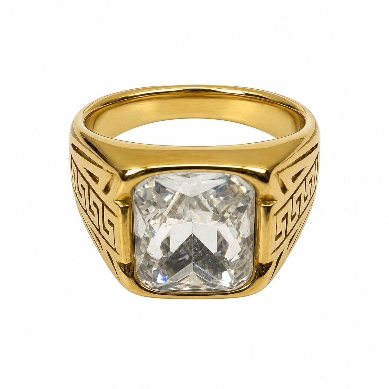 ANILLO DE ENCHAPE PARA CABALLERO CON DISEÑO PIEDRA BLANCA