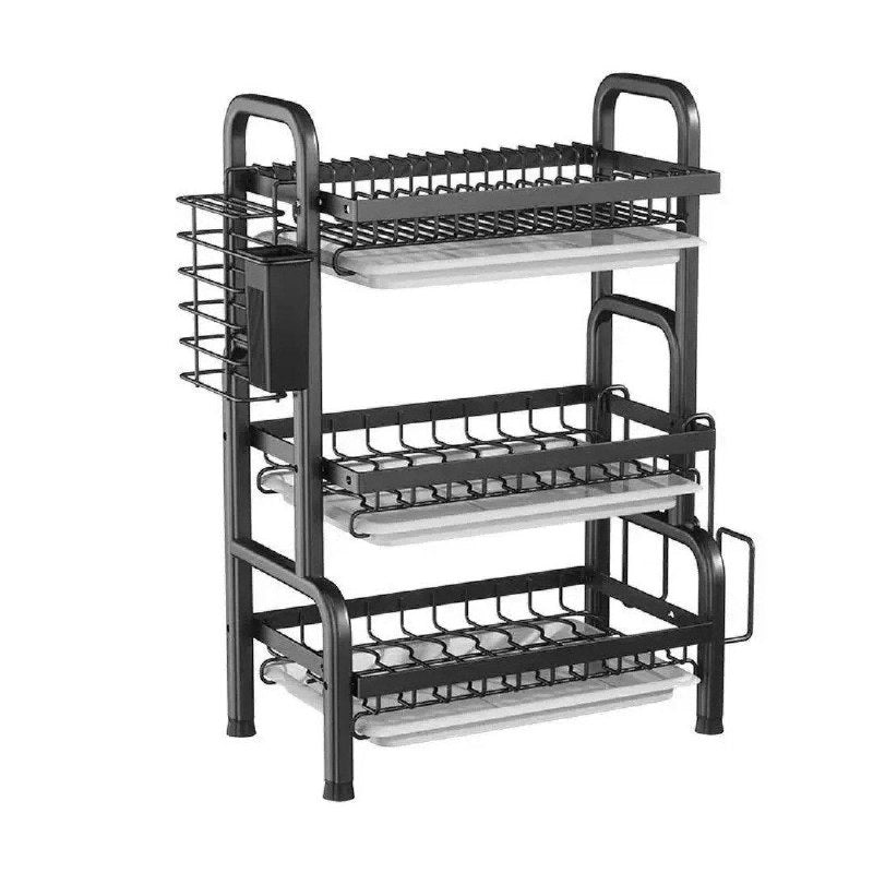 ESTANTE ORGANIZADOR Y ESCURRIDOR DE COCINA, SOBRE EL FREGADERO, ESTANTE DESMONTABLE DE SECADO DE PLATOS DE ACERO INOXIDABLE, FACIL DRENAJE GRAN CAPACIDAD HOME IMPLEMENTS 61X23.4X53CM