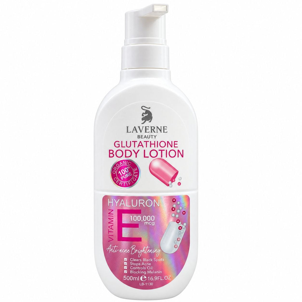 LOCION CORPORAL CON GLUTATION ACIDO HIALURONICO Y VITAMINA E LAVERNE BEAUTY 500ML