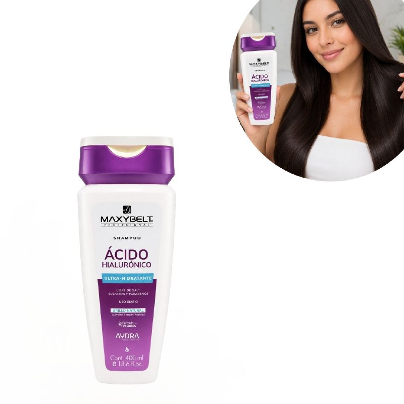 SHAMPOO ULTRA HIDRATANTE ENRIQUECIDO CON ACIDO HIALURONICO MAXYBELT 400ML