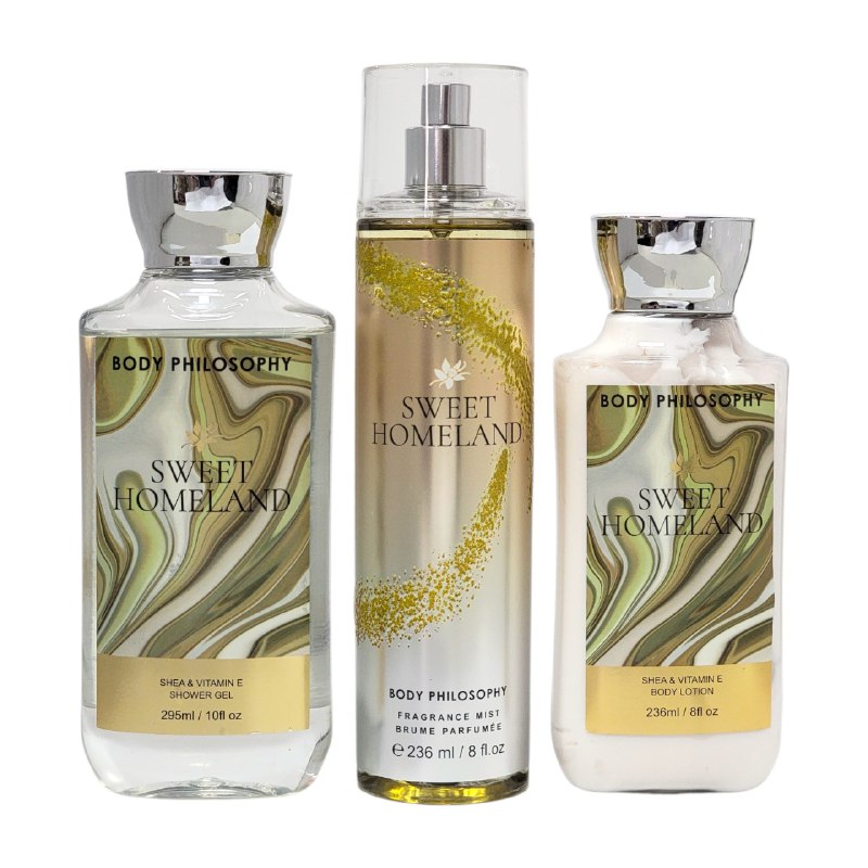 SET BODY PHILOSOPHY SWEET HOMELAND SPLASH 250ML, CREMA CORPORAL 236ML, SHOWER GEL 295ML (M) DUPE BATH AND BODY IN THE STARS