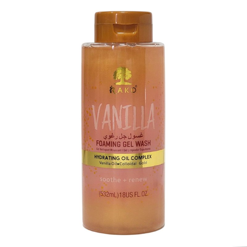 GEL DE DUCHA ESPUMOSO CON ACEITE DE VAINILLA ORO COLOIDAL Y MANTECA DE KARITE RAKO 532ML