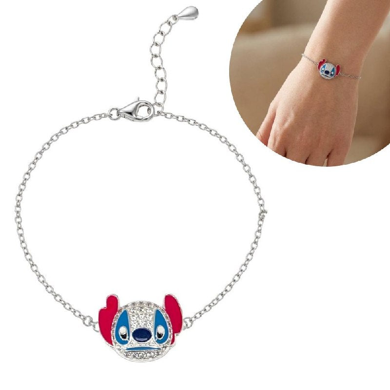 PULSERA DE PLATA 9.25 CON DISEÑO DE STITCH 21CM Y 3.7G