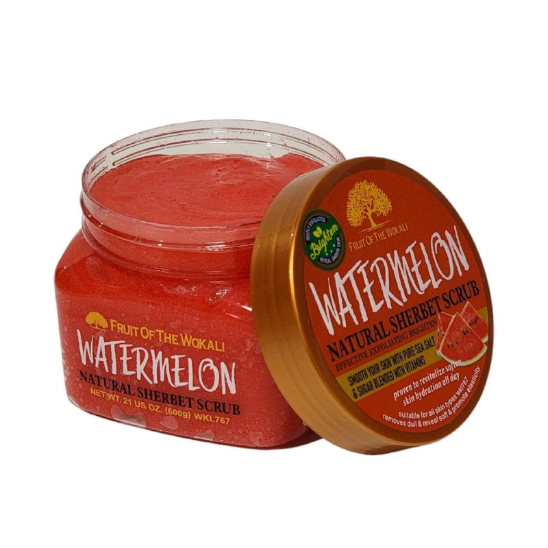 EXFOLIANTE CORPORAL REFRESCANTE E ILUMINADOR CON EXTRACTO DE SANDIA FRUIT OF THE WOKALI 600G
