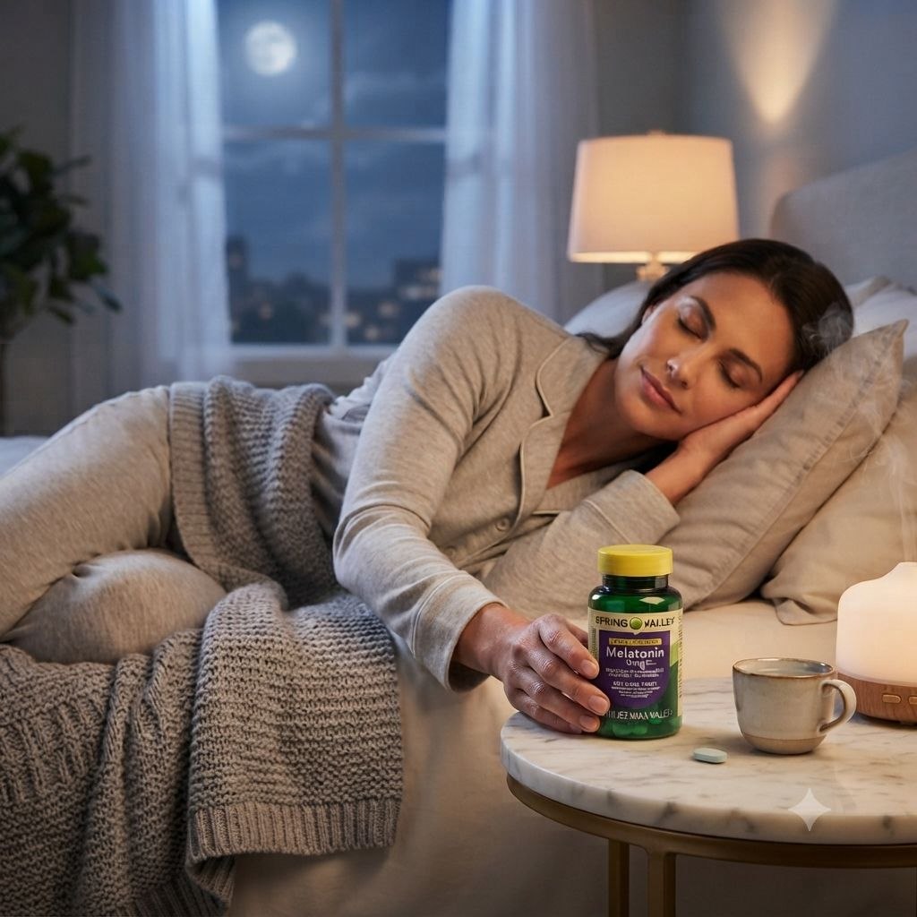 VITAMINAS EN TABLETAS VEGETARIANAS DE MELATONINA CON BÁLSAMO DE LIMÓN PARA EL SOPORTE DEL SUEÑO SPRING VALLEY MELATONIN 10 MG WITH LEMON BALM 120 TABLETAS