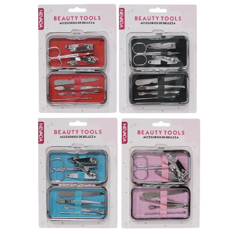 SET MANICURE, PEDICURA DE 7 PIEZAS CON ESTUCHE, ACCESORIOS DE BELLEZA NEVADA BEAUTY TOOLS