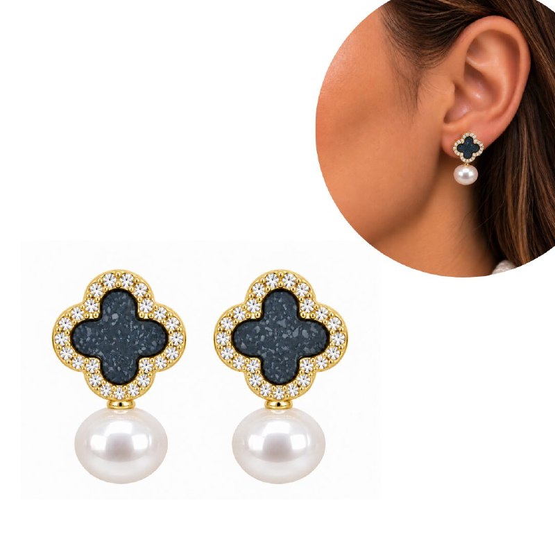 ARITOS DE ENCHAPE PARA DAMA CON DISEÑO DE FLOR 2CM (DUPE DE VAN CLEEF)
