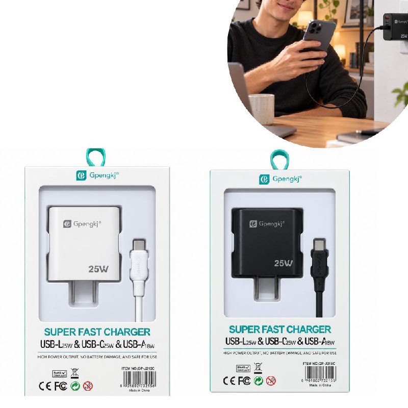 SET DE CARGADOR DE PARED DE CARGA RAPIDA DE 25W CON CABLE TIPO C GPENGKJ