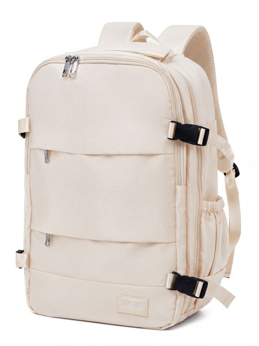 MOCHILA DE VIAJE ECONÓMICA MORRAL INTELIGENTE PARA EQUIPAJE DE MANO CON COMPARTIMENTO PARA LAPTOP Y CALZADO SOFIA ZUL 31X35X20 CM / 3 COLORES