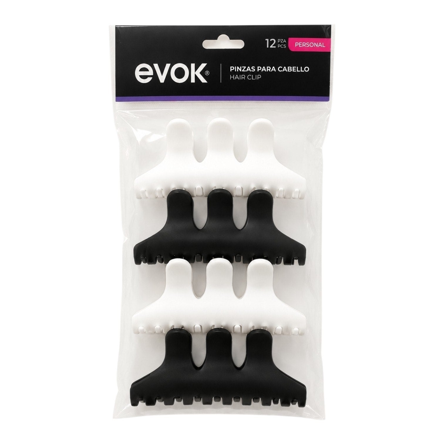 GANCHO PARA EL CABELLO DE MATERIAL RESISTENTE EVOK 12 PIEZAS