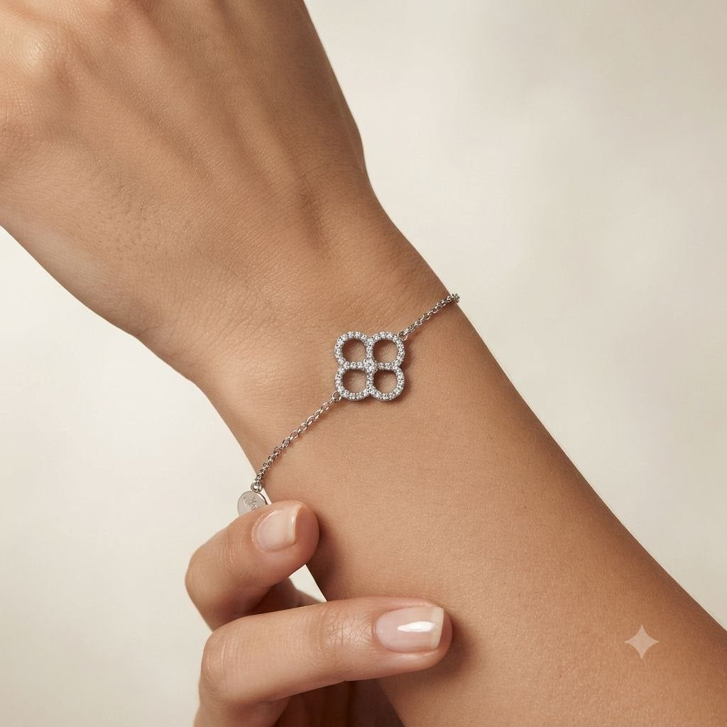 PULSERA DE ENCHAPE PARA DAMA CON DISEÑO DE FLOR