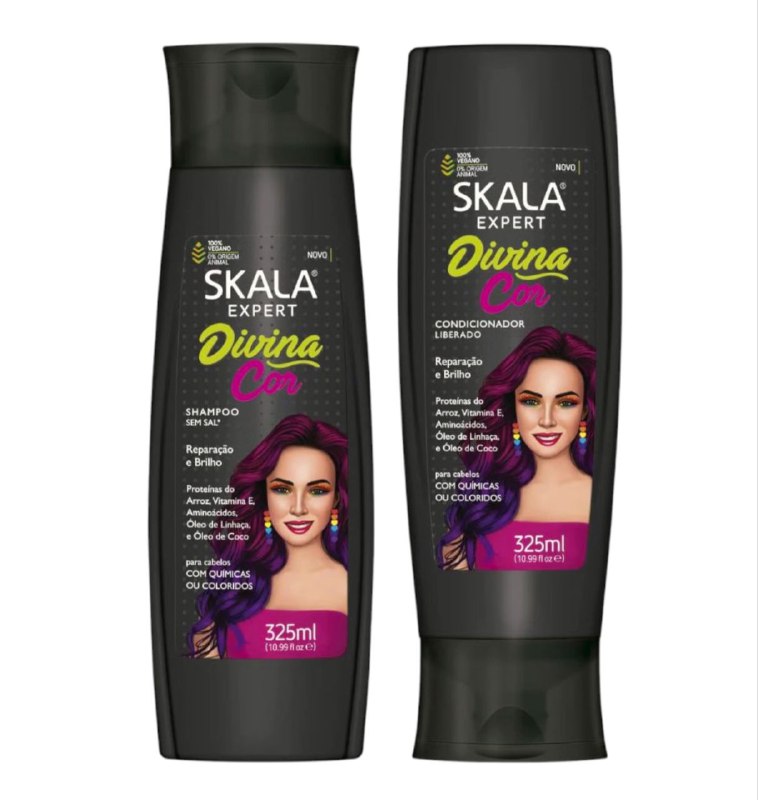 SHAMPOO EN SET, SHAMPOO SIN SAL 325ML, ACONDICIONADOR COLOR DIVINO 325ML SKALA EXPERT