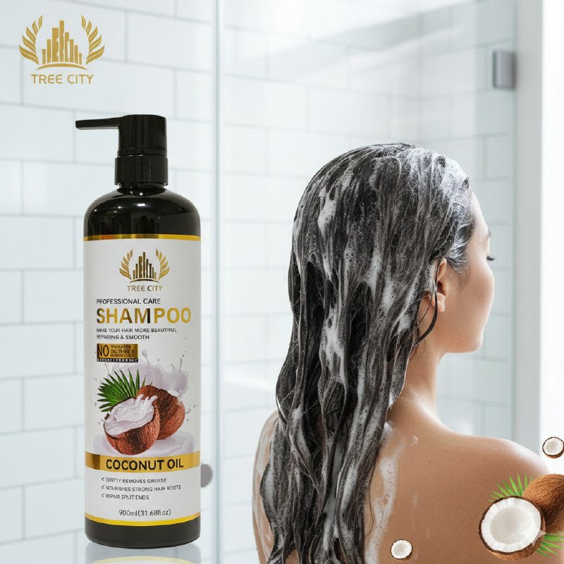 SHAMPOO NUTRITIVO HIPOALERGENICO CON ACEITE DE COCO NATURAL TREE CITY 900ML