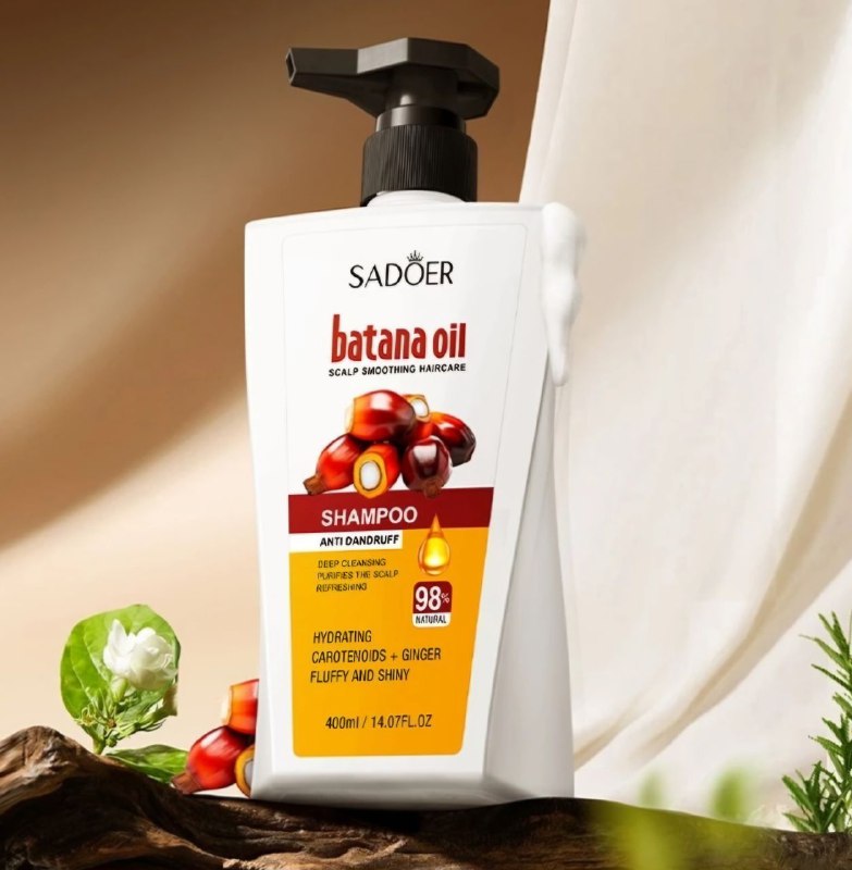 SHAMPOO PURIFICANTE Y ALISADOR CON ACEITE DE BATANA Y CAROTENOIDES Y EXTRACTO DE JENGIBRE SADOER 400ML