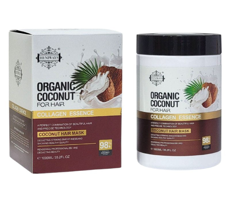 MASCARILLA PARA EL CABELLO CON ESENCIA DE COLAGENO Y COCO APORTA SUAVIDAD NATURAL, NUTRITIVA Y HIDRATANTE HENIWAYS 1000ML