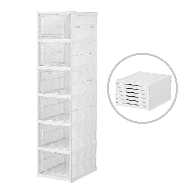 ORGANIZADOR DE ALMACENAMIENTO DE ZAPATOS PLASTICO RESISTENTE Y DURADERO DE 6 CAPAS PLEGABLE, FACIL INSTALACION, MAXIMIZA EL ESPACIO COLOR BLANCO