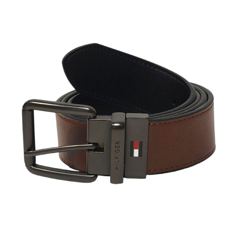 FAJA ORIGINAL TOMMY HILFIGER REVERSIBLE PARA CABALLERO COLOR NEGRO Y CAFÉ TALLA M 34-36