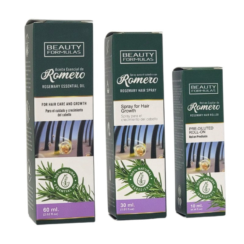 ACEITE PARA EL CABELLO EN SET DE 3 PIEZAS DE ROMERO PARA EL CRECIMIENTO DEL CABELLO BEAUTY 0.10 - 0.30 - 0.60ML
