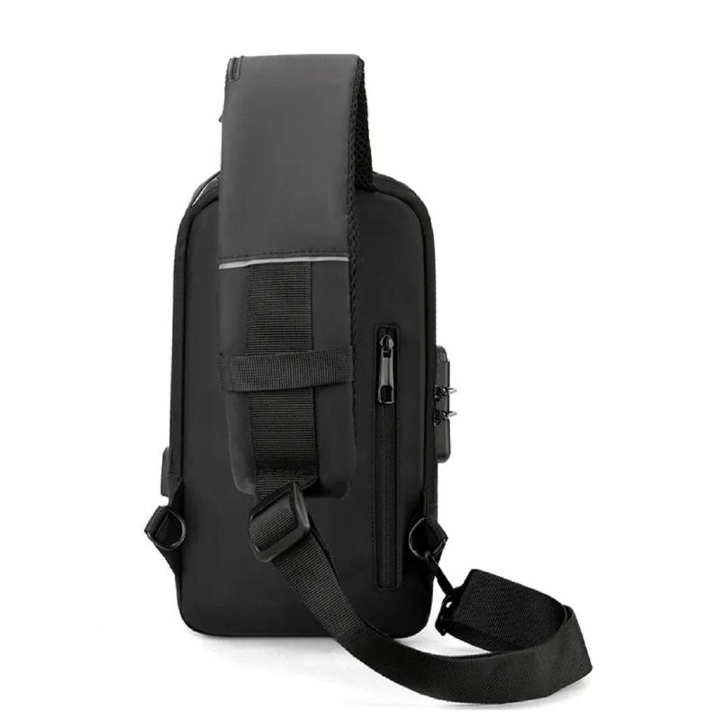MOCHILA CRUZADA IMPERMEABLE PARA HOMBRES CON PUERTO USB
