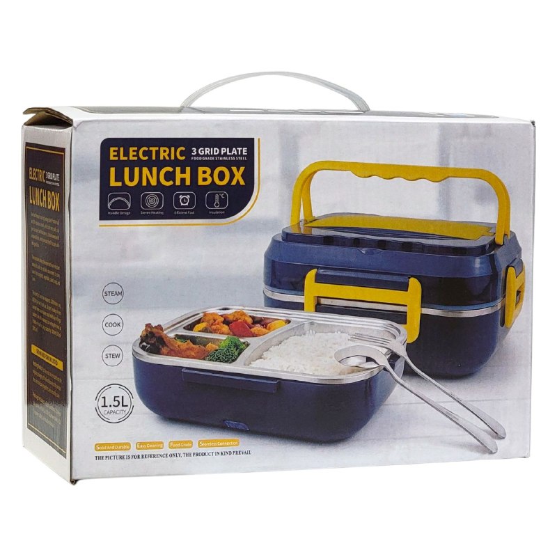 LONCHRA ELECTRICA CON BANDEJA DE ACERO INOXIDABLE DE 3 DIVISIONES 1.5L