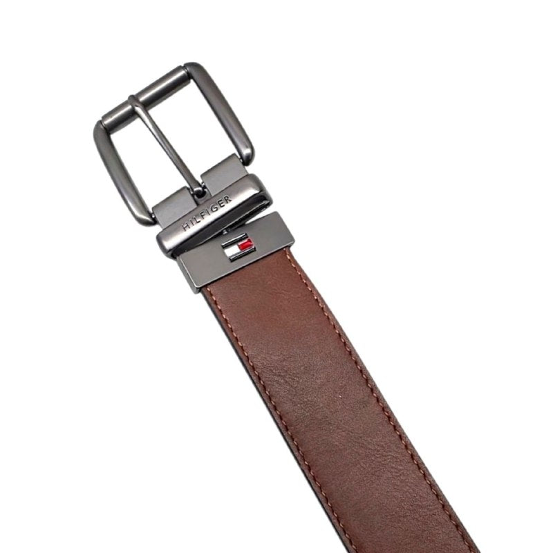 FAJA ORIGINAL TOMMY HILFIGER REVERSIBLE COLOR CAFE Y NEGRO PARA CABALLERO TALLA M 34-36